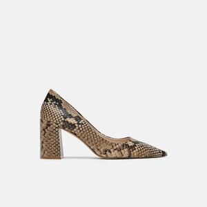 Zara Animal Print Leather High Heeled Shoes - 6 Brown